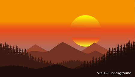 Evening landscape of the wild nature vector illustration.のイラスト素材