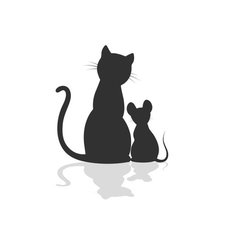 Drawing a cat and a mouse on a white background.のイラスト素材