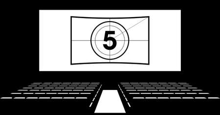 Cinema auditorium with screen and seats, illustration.のイラスト素材
