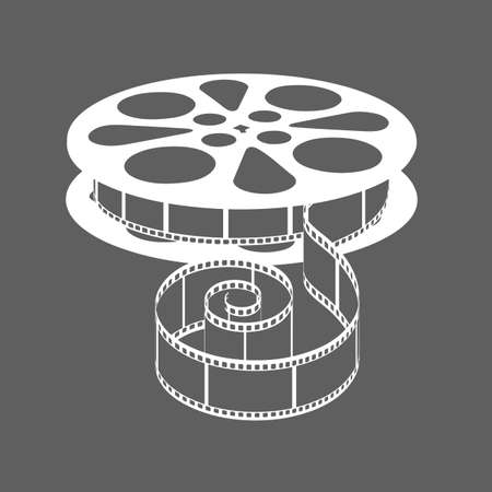 The coil with a movie film on a gray background.のイラスト素材
