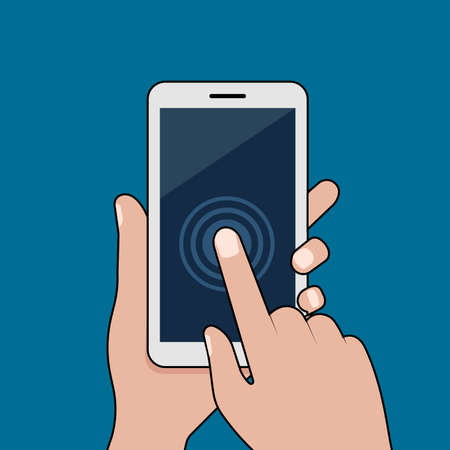 Gadget in hands, a vector illustration.のイラスト素材