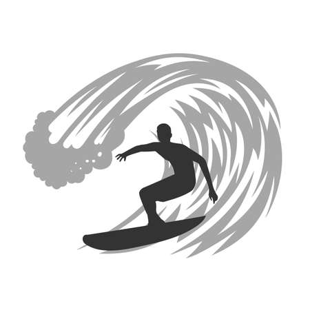 Surfer on wave vector illustration.のイラスト素材
