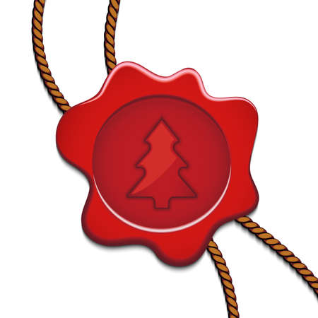Sealing wax postal seal with a fir-tree vectorial illustration.のイラスト素材
