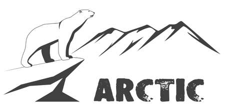 Drawing a polar bear against the the mountains.のイラスト素材