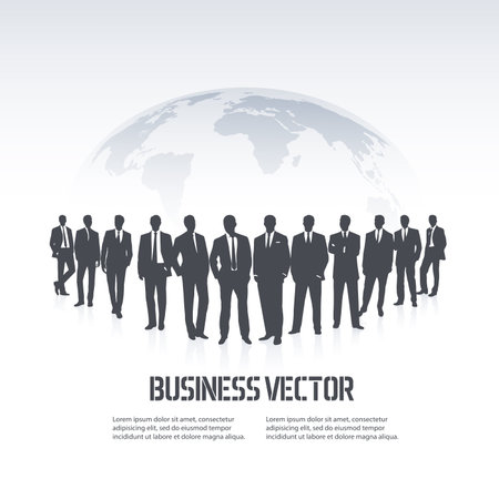 Team of businessmen against the background of the planet.のイラスト素材