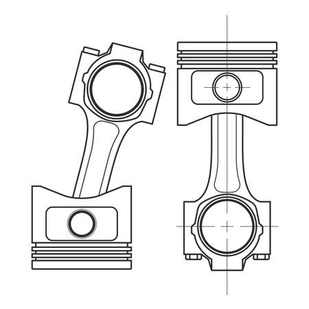 technical drawing of a piston vector illustration.のイラスト素材