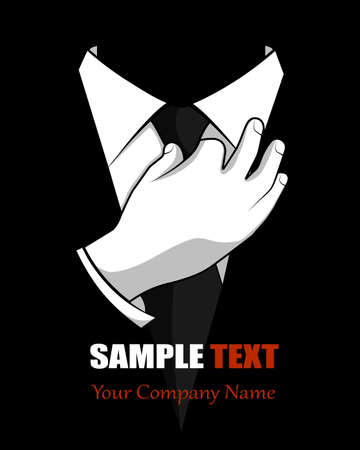 Hand adjusts tie, business concept vector illustration.のイラスト素材