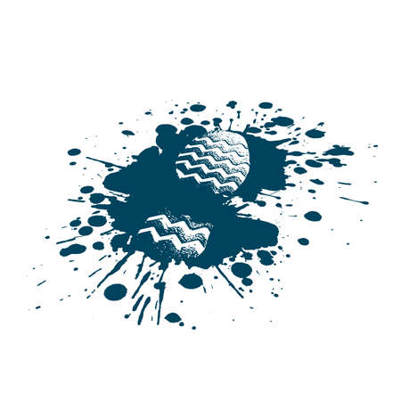 A footwear print in a pool in style grungeのイラスト素材