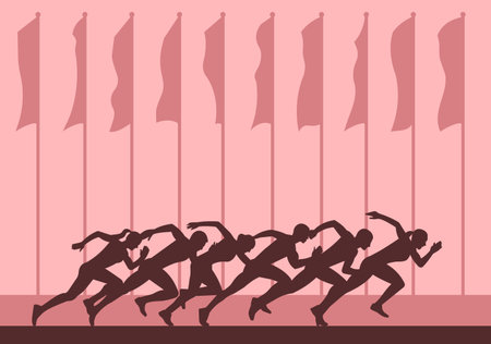 Sports competitions on the run, people running sprint distance.のイラスト素材