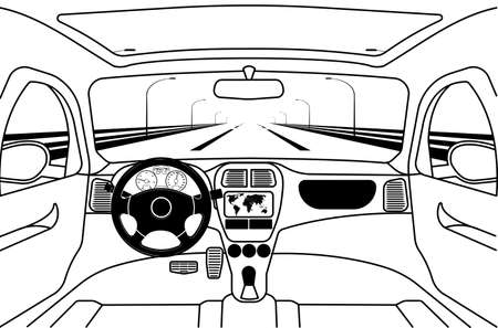 Car on the road, POV viewのイラスト素材