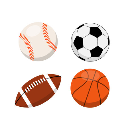 Baseball, Rugby ball, football, and basketball vector iconのイラスト素材