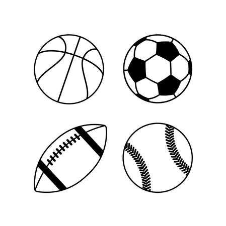 Baseball, Rugby ball, football, and basketball vector iconのイラスト素材