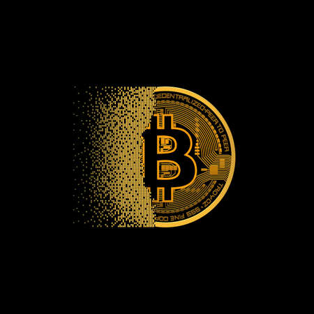 Bitcoin collapsing on particles.のイラスト素材