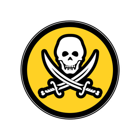 Piracy. A concept of cyber security and warning sign.のイラスト素材
