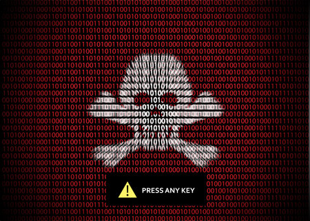 Symbol danger cyber skull and bones.