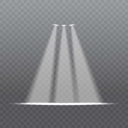 Spotlight on a transparent background. Bright lighting with spotlights. The spotlight illuminates the scene.のイラスト素材