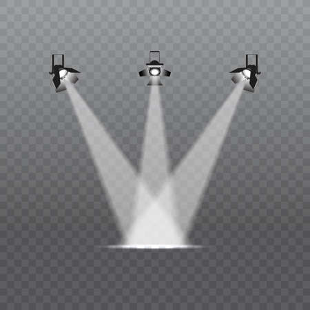 Spotlight on a transparent background. Bright lighting with spotlights. The spotlight illuminates the scene.のイラスト素材