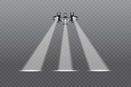 Spotlight on a transparent background. Bright lighting with spotlights. The spotlight illuminates the scene.のイラスト素材