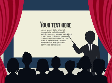 People in front of performing on stage vector illustration.のイラスト素材