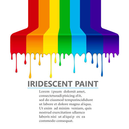 Watercolor in colors of the rainbow from the spreading paint stream.のイラスト素材