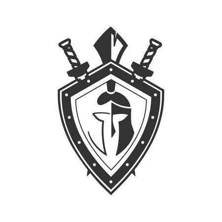 Military symbol on shield icon.のイラスト素材