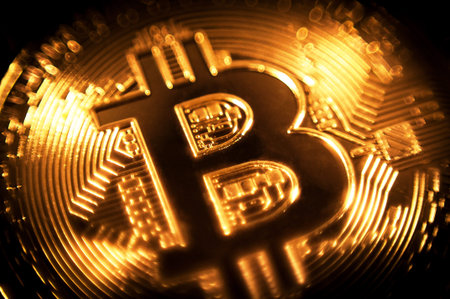 Gold coin bitcoin symbol crypto currency.