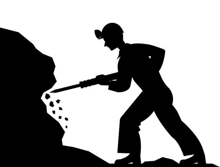 Miner mining ore vector illustration.のイラスト素材