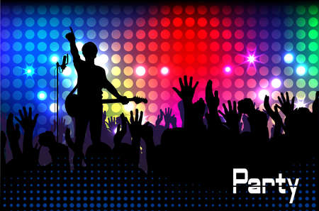 Concert rock performer and cheerful  audience in the hall vector illustrationのイラスト素材