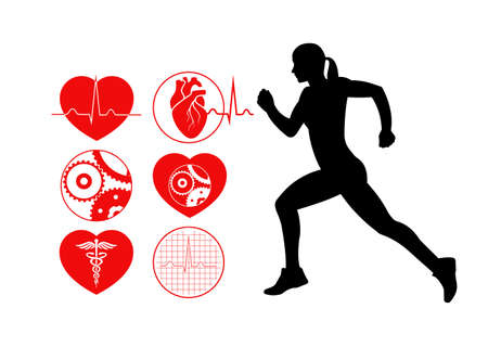 Running man symbol cardiovascular medicine.のイラスト素材