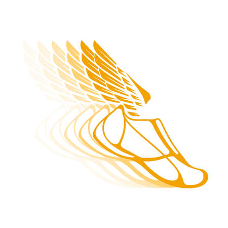 Abstract icon of sports shoes with wings in dynamics.のイラスト素材
