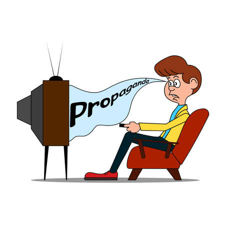 Cartoon funny man watching tv.のイラスト素材
