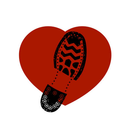 Sole of a boot presses heart a vector icon.のイラスト素材