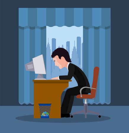 workplace of office workerのイラスト素材
