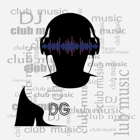 DJ silhouette monochrome posterのイラスト素材