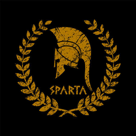 old shabby symbol of Spartan warrior in grunge styleのイラスト素材