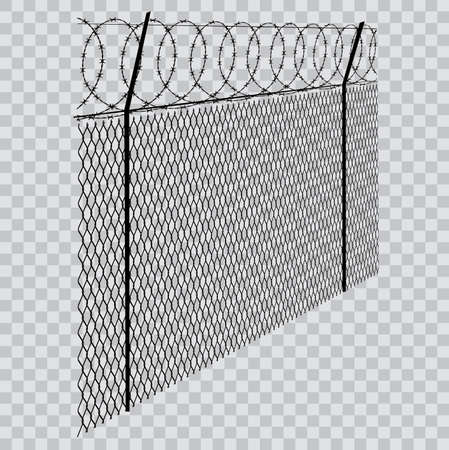 barbed wire fence on transparent backgroundのイラスト素材