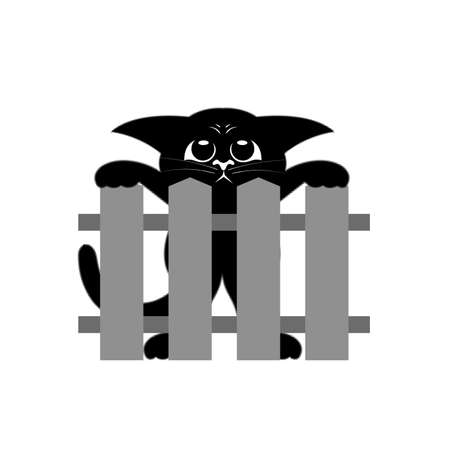 kitten behind the fence vector iconのイラスト素材