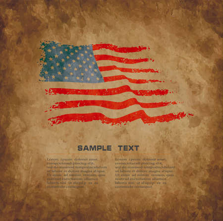 american flag on old vintage grunge backgroundのイラスト素材
