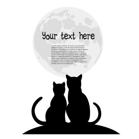 loving couple of cats on the background of the moonのイラスト素材