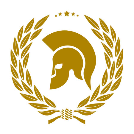 symbol of a spartan warrior in a laurel wreathのイラスト素材