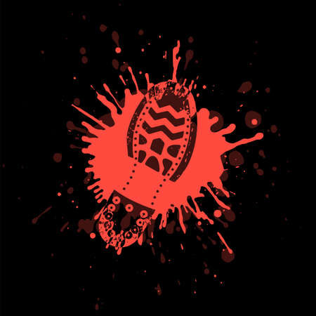 Shoe print among grunge-style splashesのイラスト素材