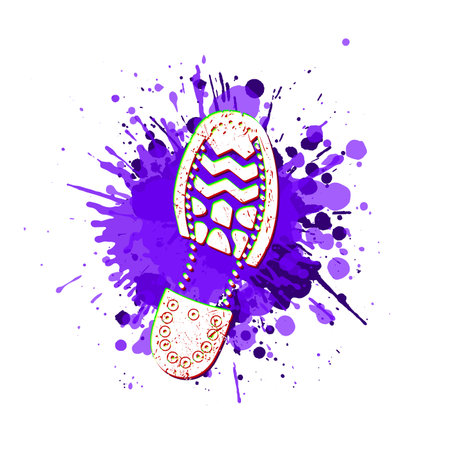 Shoe print among grunge-style splashes