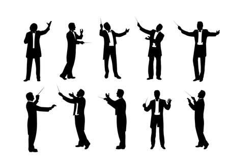 set of conductor silhouettes vector illustrationのイラスト素材