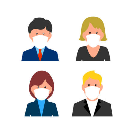 Icon of the person in the protective mask vector illustrationのイラスト素材