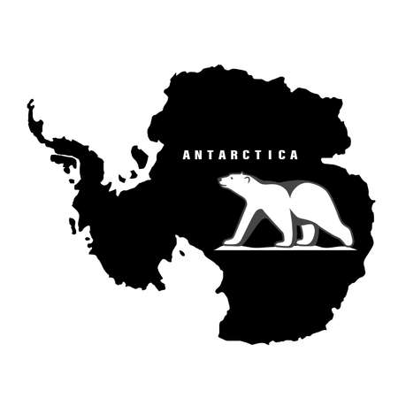 Polar bear on the background of the mainland antarctica vector iconのイラスト素材