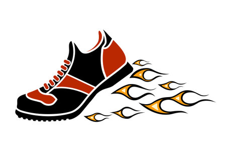 Sports shoes with flames vector illustrationのイラスト素材