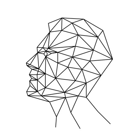 Low poly human head. Polygonal design. Vector illustration.のイラスト素材