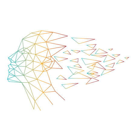 Human head silhouette. Vector illustration. Polygonal low poly style.のイラスト素材