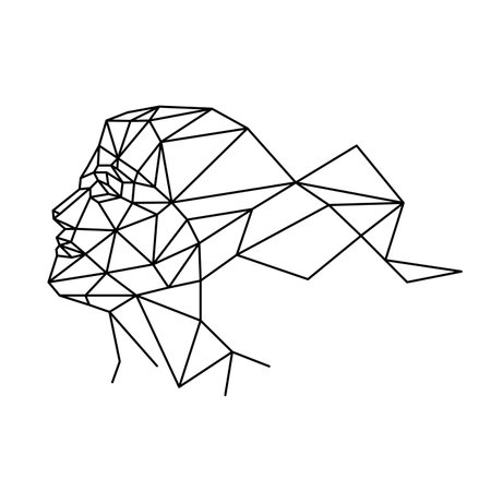 Polygonal head of a woman. Polygonal head of a woman. Vector illustrationのイラスト素材