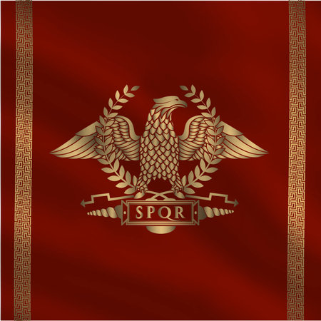 Roman flag with golden eagleのイラスト素材